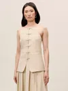 Rebecca Taylor Beatrice Stretch Linen Top In Neutral