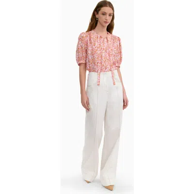 Rebecca Taylor Bellamy Silk Blouse In Pink