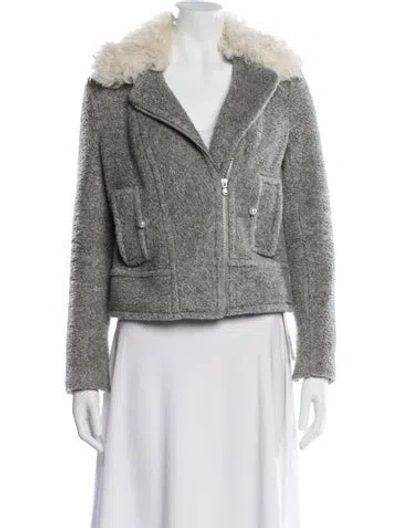 Pre-owned Rebecca Taylor Biker Jacket In Grey