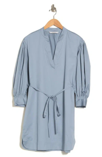 Rebecca Taylor Blouson Sleeve Belted Shift Dress In Pale Blue