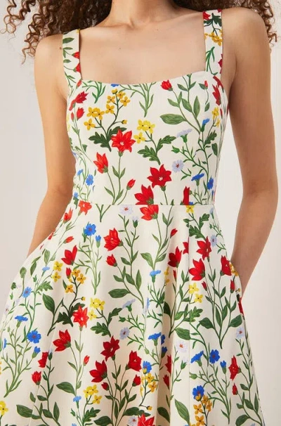 Rebecca Taylor Botanica Fleur Sweetheart Midi Dress In Ivory