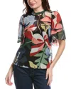 Rebecca Taylor Botanical Garden Mock Neck Blouse In Black