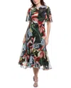 REBECCA TAYLOR REBECCA TAYLOR BOTANICAL GARDEN SILK-BLEND MIDI DRESS