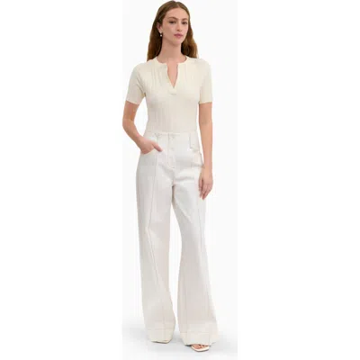 Rebecca Taylor Boucle Knit Sweater In White