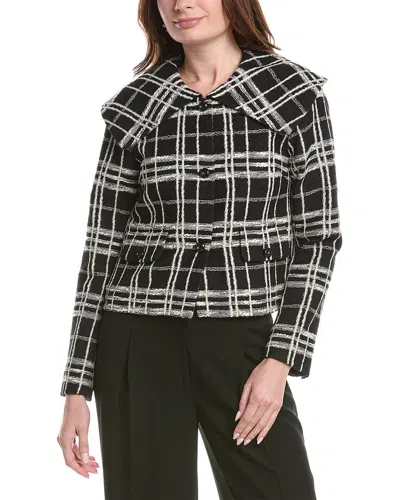 Rebecca Taylor Camila Plaid Wool-blend Jacket In Black