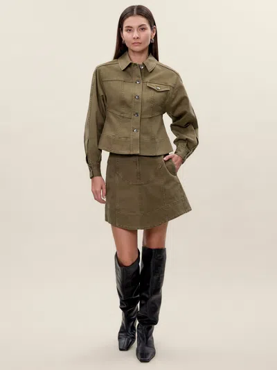 Rebecca Taylor Carmen Garment Dyed Jacket In Green