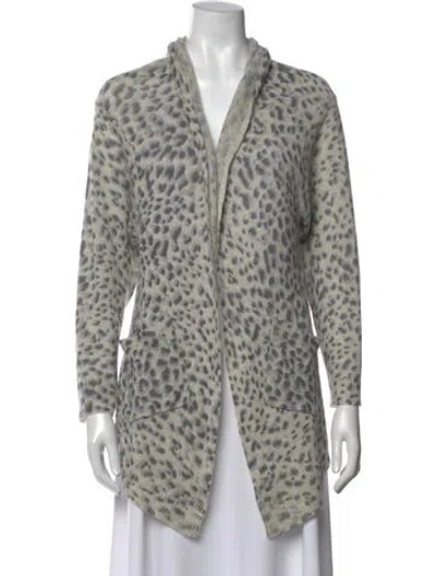Pre-owned Rebecca Taylor Cashmere Animal Print Sweater In Grey