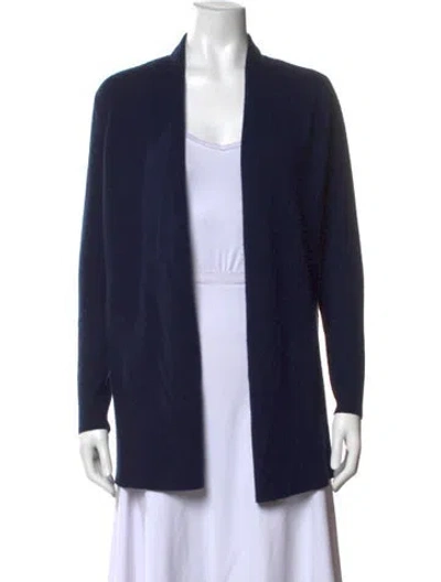 Pre-owned Rebecca Taylor Cashmere Open Front Sweater In Blue