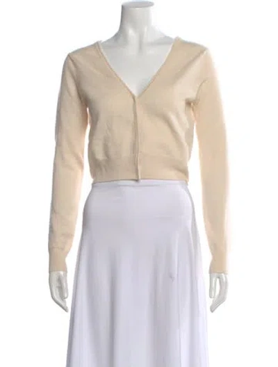 Pre-owned Rebecca Taylor Cashmere Plunge Neckline Sweater In Neutral