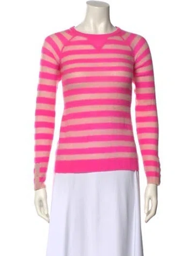 Pre-owned Rebecca Taylor Cashmere Striped Sweater In Pink