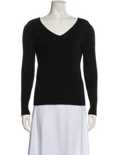 Pre-owned Rebecca Taylor Cashmere V-neck Sweater In Black