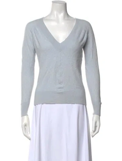 Pre-owned Rebecca Taylor Cashmere V-neck Sweater In Blue