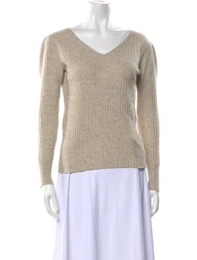 Pre-owned Rebecca Taylor Cashmere V-neck Sweater In Neutral