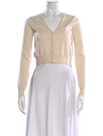 Pre-owned Rebecca Taylor Cashmere V-neck Sweater In Neutral