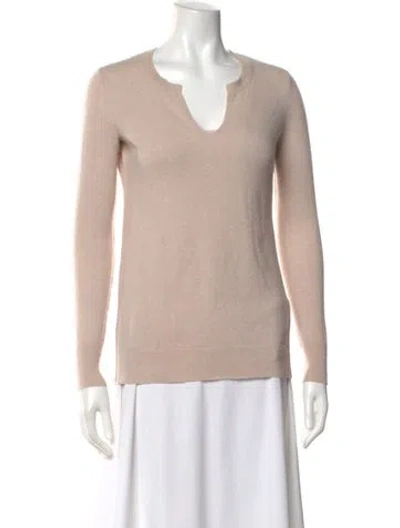 Pre-owned Rebecca Taylor Cashmere V-neck Sweater In Pink