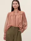 Rebecca Taylor Celeste Stripe Blouse In Black