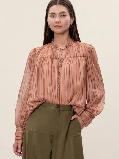 Rebecca Taylor Celeste Stripe Blouse In Black
