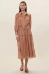 Rebecca Taylor Celeste Stripe Dress In Brown