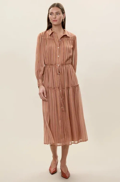 Rebecca Taylor Celeste Stripe Dress In Brown