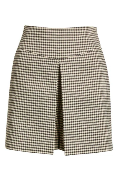 Rebecca Taylor Checked Linen Blend Skort In Spring Check Espresso Combo