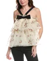 Rebecca Taylor Cherry Tiered Organza Top In White