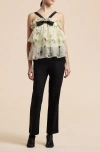Rebecca Taylor Cherry Tiered Organza Top In Cherry Print Ivory Combo