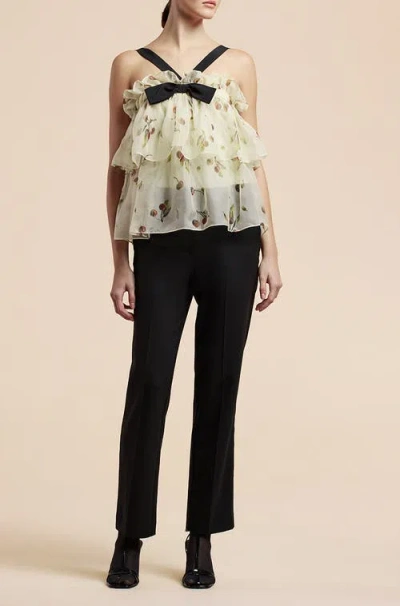 Rebecca Taylor Cherry Tiered Organza Top In White