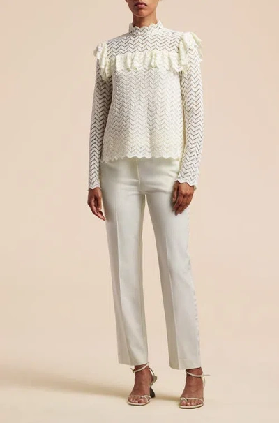 Rebecca Taylor Chevron Lace Top In Gardenia