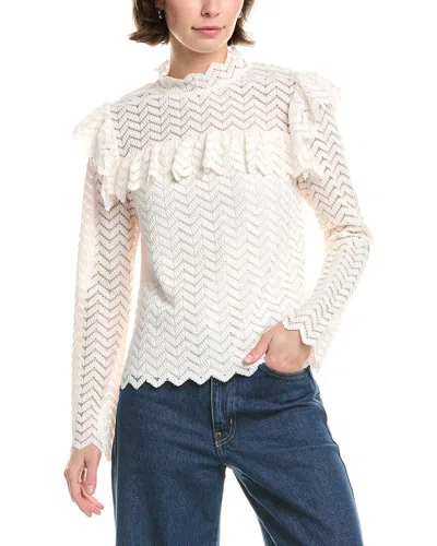 Rebecca Taylor Chevron Lace Top In White
