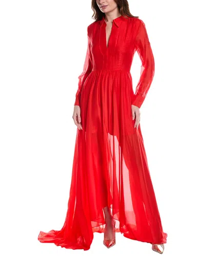 Rebecca Taylor Habanero Chiffon Gown In Red