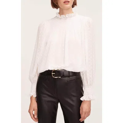 Rebecca Taylor Clip Dot Blouse In Snow