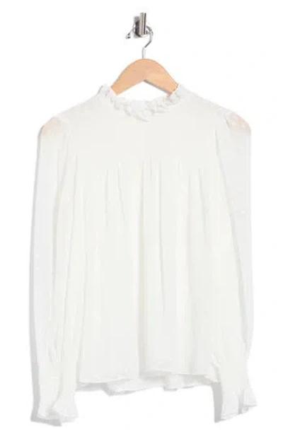 Rebecca Taylor Clip Dot Long Sleeve Top In White