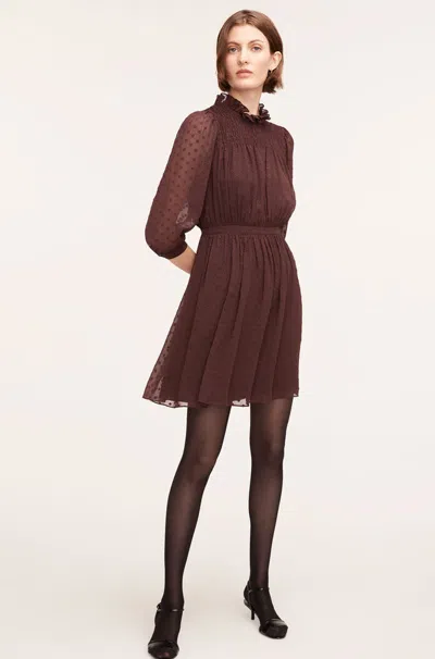 Rebecca Taylor Clip-dot Shirt Dress In Burgundy