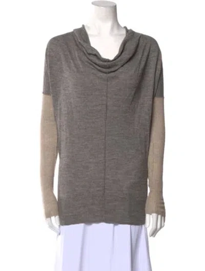 Pre-owned Rebecca Taylor Colorblock Pattern Cowl Neck Sweater In Gray