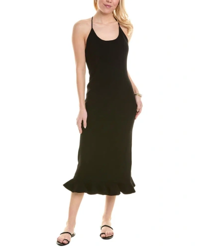 Rebecca Taylor Compact Stretch Knotted Back Column Maxi Dress In Black