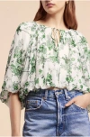 Rebecca Taylor Conservatory Fleur Bubble Top In Fleur Snow Combo