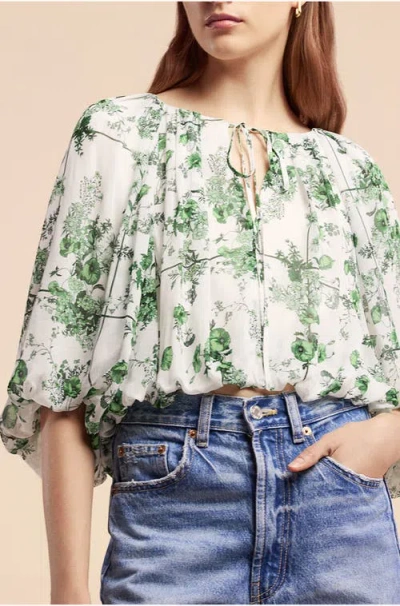 Rebecca Taylor Conservatory Fleur Bubble Top In Fleur Snow Combo