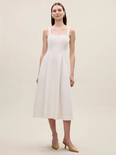 Rebecca Taylor Cora Denim Dress In Eggshell White In Neutral