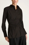 Rebecca Taylor Corseted Button Down In Black