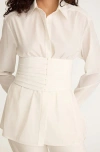Rebecca Taylor Corseted Button Down In Milk