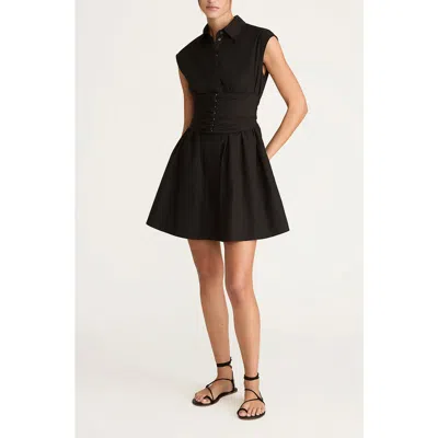 Rebecca Taylor Corseted Mini Dress In Black