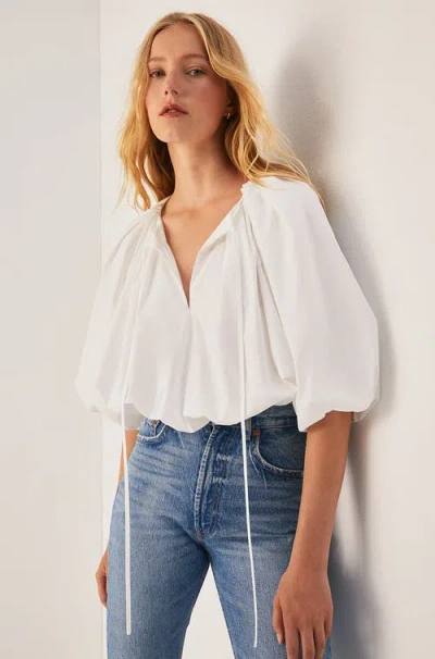 Rebecca Taylor Cotton Bubble Top In Milk