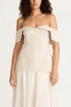 Rebecca Taylor Cotton Sateen Draped Shoulder Romper In White