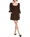 Rebecca Taylor Long Sleeve Mini Dress In Brown