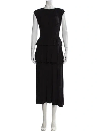 Pre-owned Rebecca Taylor Crew Neck Long Dress In Black