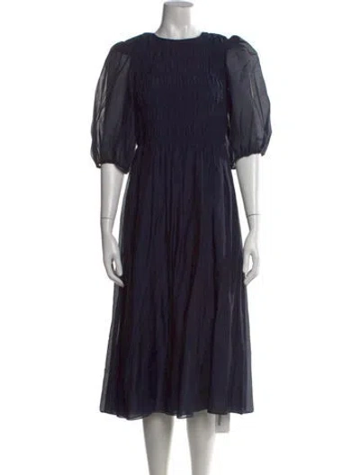 Pre-owned Rebecca Taylor Crew Neck Midi Length Dress In Blue