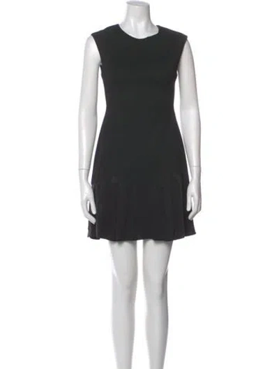 Pre-owned Rebecca Taylor Crew Neck Mini Dress In Black