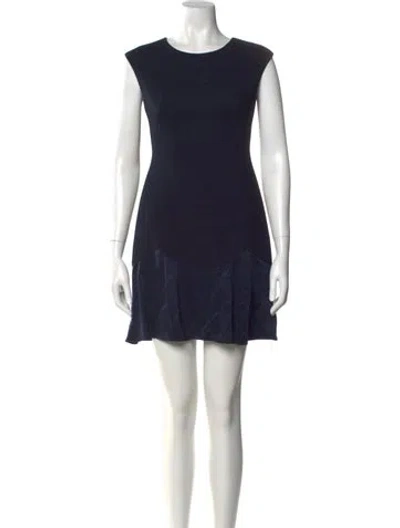 Pre-owned Rebecca Taylor Crew Neck Mini Dress In Black