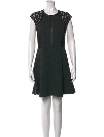 Pre-owned Rebecca Taylor Crew Neck Mini Dress In Black