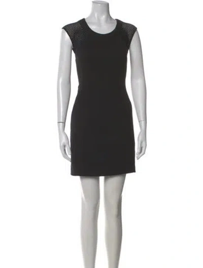 Pre-owned Rebecca Taylor Crew Neck Mini Dress In Black
